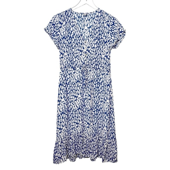 Rails Dresses & Skirts - Rails Blue Print CAP Sleeve Women’s Ruffle Midi Tie Waist Dress Sz XS